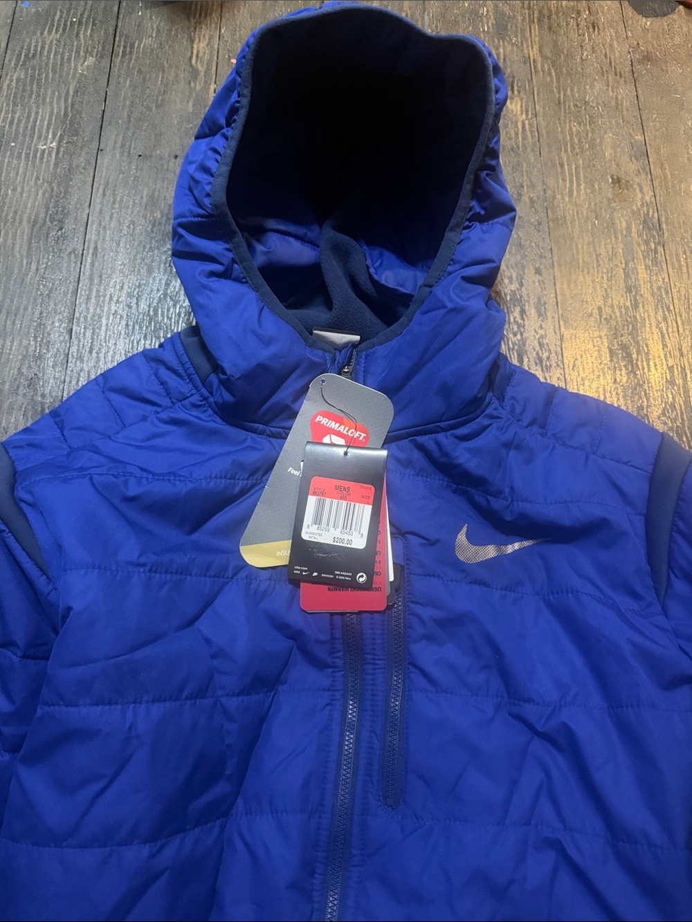 Nike Men ' Blue Primaloft Hybrid Puffer Jacket. Large NWT